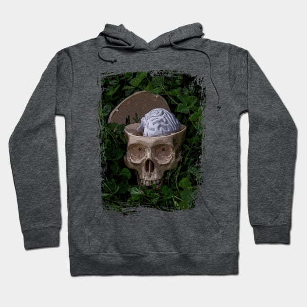 Use your brain-Skull on the grass-Humor Hoodie by StabbedHeart